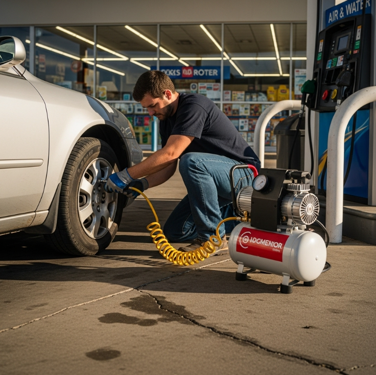 타이어 압력 경고등 떴을 때 주유소 없이 3분만에 해결하는 공기압 표