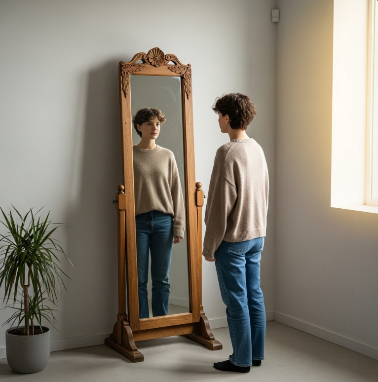 어깨 높이 달라진 사람 6주만에 교정한 거울 보고 서기 자세