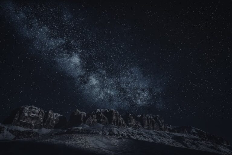 Majestic view of the Milky Way above rugged mountain ranges under a starry sky.
