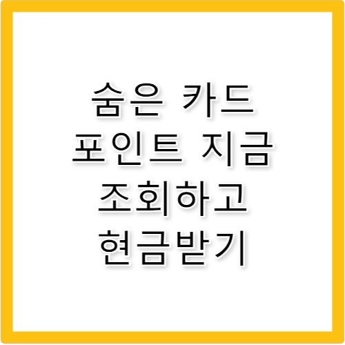 숨은 카드 포인트 현금화 조회부터 입금까지 가이드
