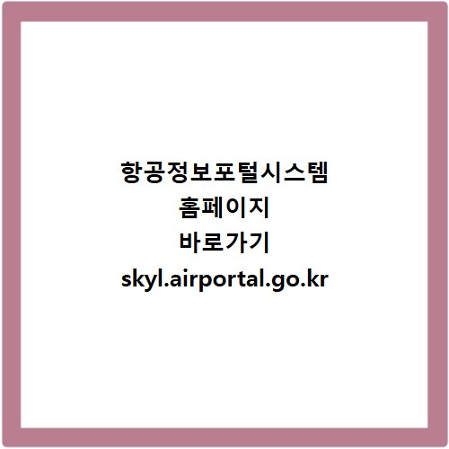 항공정보포털시스템 홈페이지 바로가기 skyl.airportal.go.kr