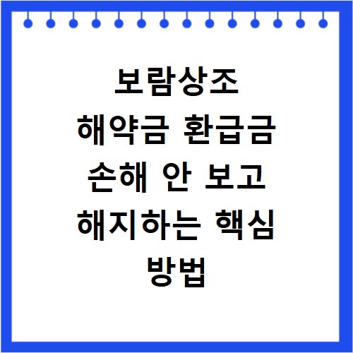 보람상조 해약금 환급금 손해 안 보고 해지하는 핵심 방법