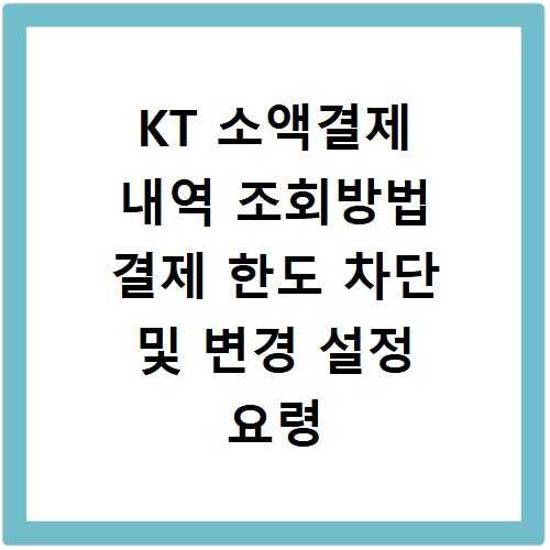 KT 소액결제 내역 조회방법 결제 한도 차단 및 변경 설정 요령