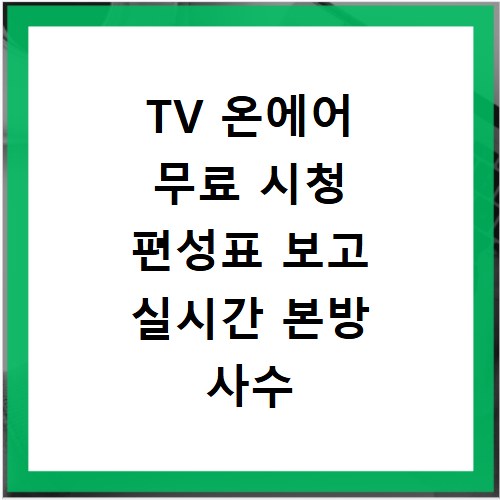 TV 온에어 무료 시청 편성표 보고 실시간 본방 사수
