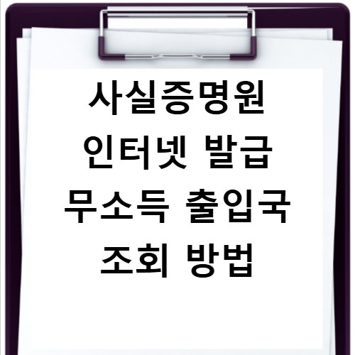 사실증명원 인터넷 발급 무소득 출입국 조회 방법