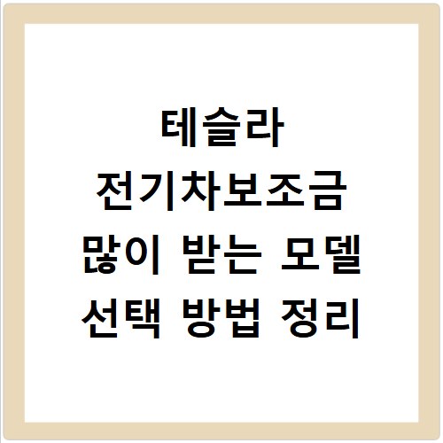 테슬라 전기차보조금 많이 받는 모델 선택 방법 정리