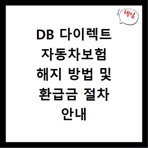 DB 다이렉트 자동차보험 해지 방법 및 환급금 절차 안내