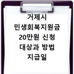 거제시 민생회복지원금 20만원 신청 대상과 방법 지급일