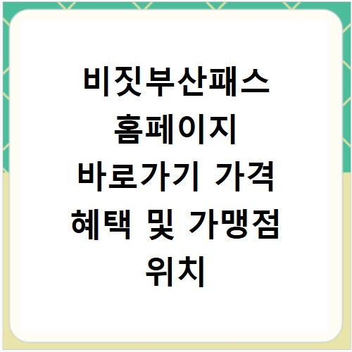 비짓부산패스 홈페이지 바로가기 가격 혜택 및 가맹점 위치 찾기