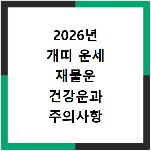 2026년 개띠 운세 재물운 건강운과 주의사항 확인하기