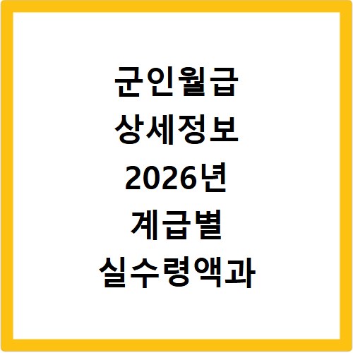 군인월급 상세정보 2026년 계급별 실수령액과 인상 내용 알아보기