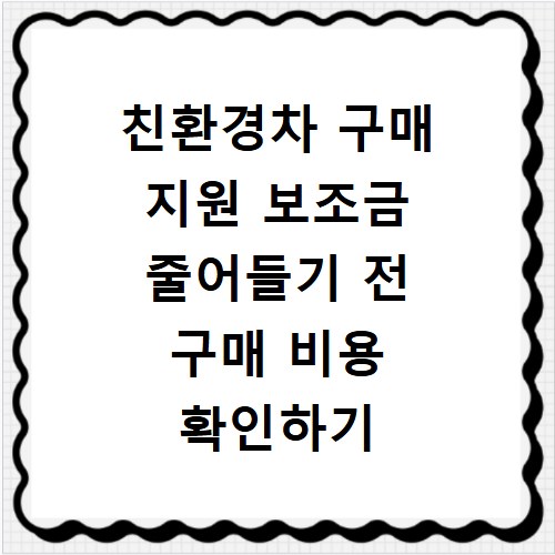 친환경차 구매 지원 보조금 줄어들기 전 구매 비용 확인하기