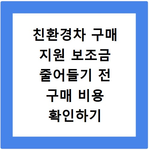 친환경차 구매 지원 보조금 줄어들기 전 구매 비용 확인하기