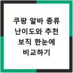 쿠팡 알바 종류 난이도와 추천 보직 한눈에 비교하기