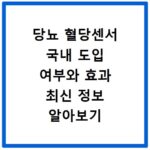 당뇨 혈당센서 국내 도입 여부와 효과 최신 정보 알아보기