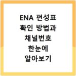 ENA 편성표 확인 방법과 채널번호 한눈에 알아보기