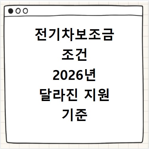 전기차보조금 조건 2026년 달라진 지원 기준 확인하기
