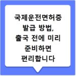 국제운전면허증 발급 방법, 출국 전에 미리 준비하면 편리합니다