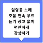 임영웅 노래 모음 연속 무료 듣기 광고 없이 편안하게 감상하기