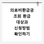 의료비환급금 조회 환급 대상과 신청방법 확인하기