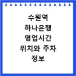 수원역 하나은행 영업시간 위치와 주차 정보 쉽게 확인하기