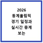 2026 동계올림픽 경기 일정과 실시간 중계 보는 법 및 방송 채널 총정리