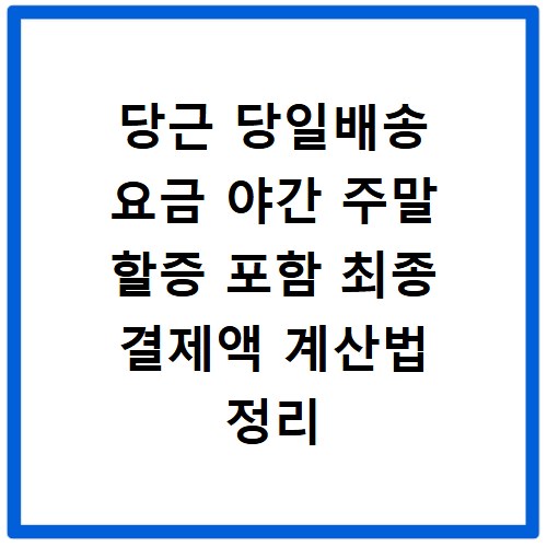 당근 당일배송 요금 야간 주말 할증 포함 최종 결제액 계산법 정리