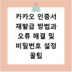 카카오 인증서 재발급 방법과 오류 해결 및 비밀번호 설정 꿀팁