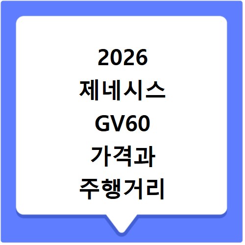 2026 제네시스 GV60 가격과 주행거리 AWD 비교 정리