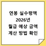 연봉 실수령액 2026년 월급 예상 금액 계산 방법 확인