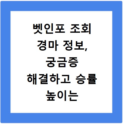 벳인포 조회 경마 정보, 궁금증 해결하고 승률 높이는 비법
