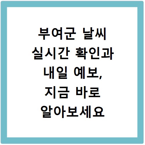 부여군 날씨 실시간 확인과 내일 예보, 지금 바로 알아보세요