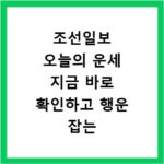 조선일보 오늘의 운세 지금 바로 확인하고 행운 잡는 비법