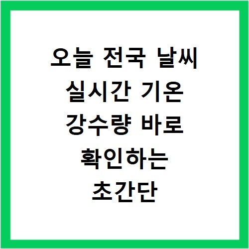 오늘 전국 날씨 실시간 기온 강수량 바로 확인하는 초간단 방법