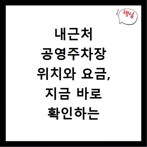 내근처 공영주차장 위치와 요금, 지금 바로 확인하는 방법