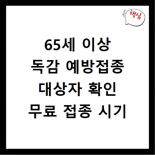 65세 이상 독감 예방접종 대상자 확인 무료 접종 시기
