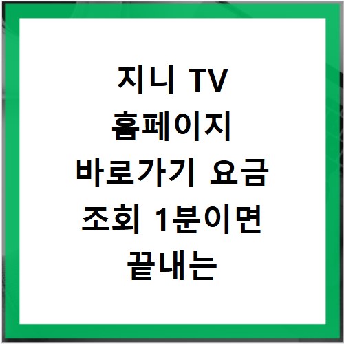 지니 TV 홈페이지 바로가기 요금 조회 1분이면 끝내는 방법