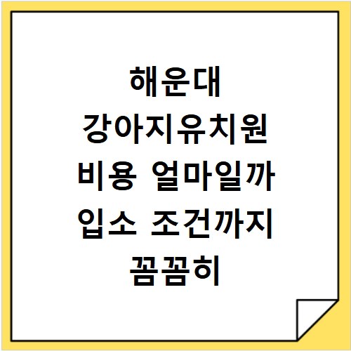 해운대 강아지유치원 비용 얼마일까 입소 조건까지 꼼꼼히