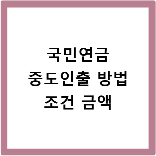 국민연금 중도인출 방법 조건 금액
