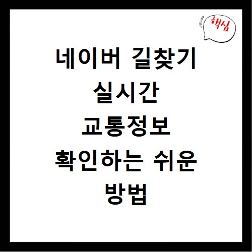 네이버 길찾기 실시간 교통정보 확인하는 쉬운 방법