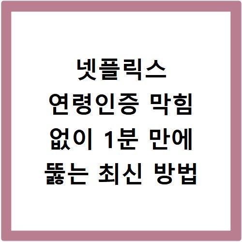 넷플릭스 연령인증 막힘 없이 1분 만에 뚫는 최신 방법