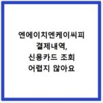 엔에이치엔케이씨피 결제내역, 신용카드 조회 어렵지 않아요