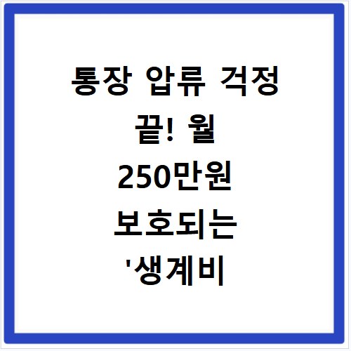 통장 압류 걱정 끝! 월 250만원 보호되는 '생계비 계좌' 완벽 정리