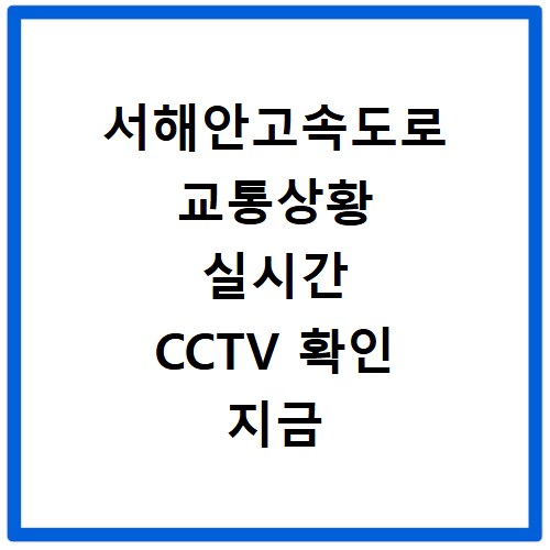 서해안고속도로 교통상황 실시간 CCTV 확인 지금 바로 알아보세요