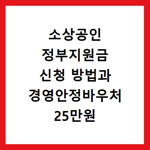 소상공인 정부지원금 신청 방법과 경영안정바우처 25만원 받는 법