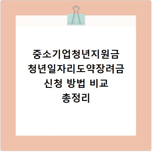 중소기업청년지원금 청년일자리도약장려금 신청 방법 비교 총정리