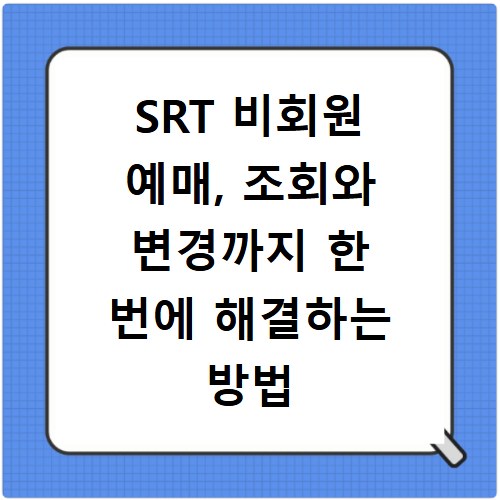 SRT 비회원 예매, 조회와 변경까지 한 번에 해결하는 방법