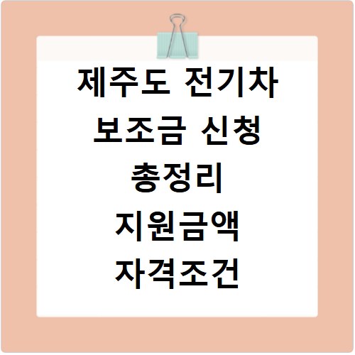 제주도 전기차 보조금 신청 총정리 지원금액 자격조건 확인